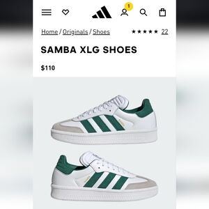 Adidas Samba XLG White and Green Sneakers WOMENS 11 NEW